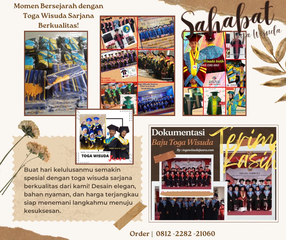 📞 Hubungi kami via WhatsApp di 0812-2282-1060 untuk mendapatkan respon cepat dan konsultasi gratis mengenai desain toga impian institusi Anda.