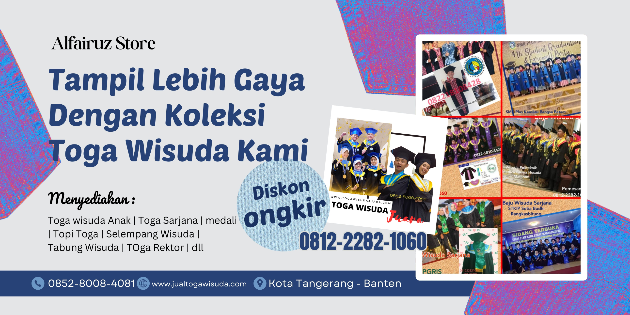 Jasa Pembuatan Toga Wisuda Sarjana Lombok murah berkualitas, jahitan rapi, Melayani pemesanan seluruh Indonesia untuk kampus dan universitas.